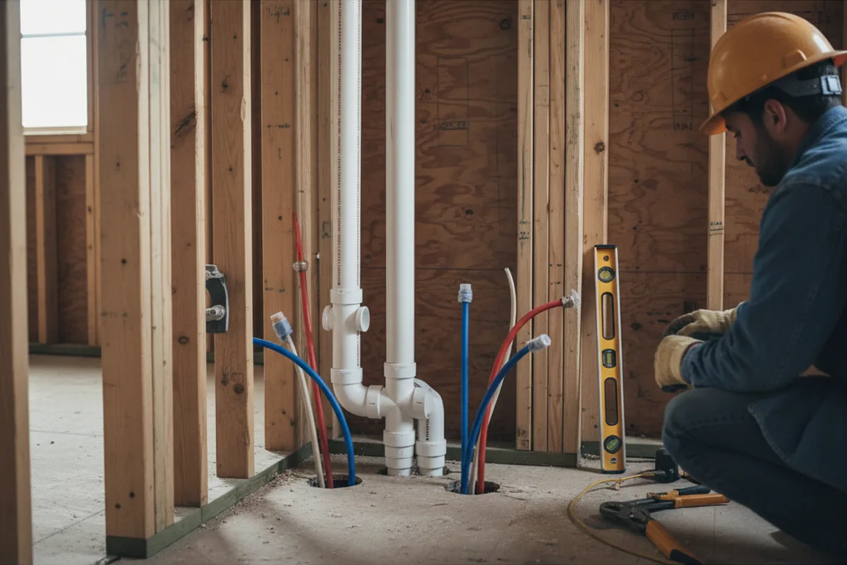 Drain and supply rough-in during Drain Cleaning in Sandown