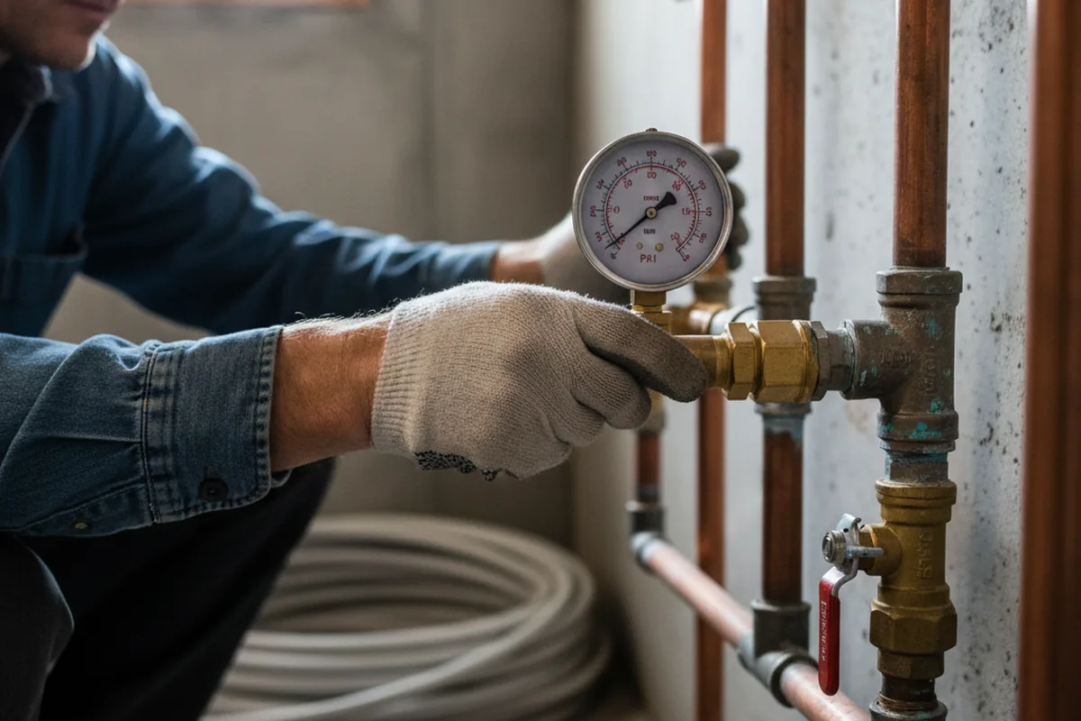 Pressure testing a repaired line during Water Line Repair in Sandown